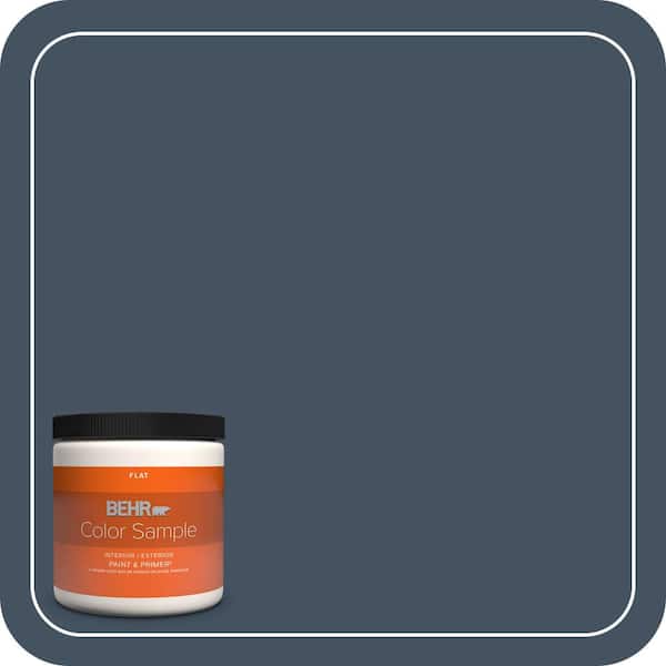 BEHR PREMIUM PLUS 8 oz. #ECC-30-3 Night Tide Flat Interior/Exterior Paint & Primer Color Sample