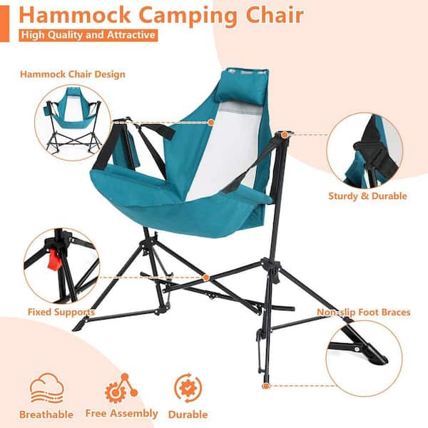 HOMEFUN Oversized Folding Portable Swinging Hammock Chairs in Blue