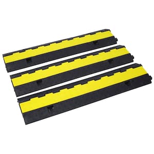 2 Channels Speed Bump Hump,11000 lbs. Load Capacity, Protective Wire Cord Ramp Driveway Rubber Cable Protector,(3-Packs)