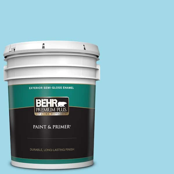 BEHR PREMIUM PLUS 5 gal. #520A-3 Nevada Sky Semi-Gloss Enamel Exterior Paint & Primer