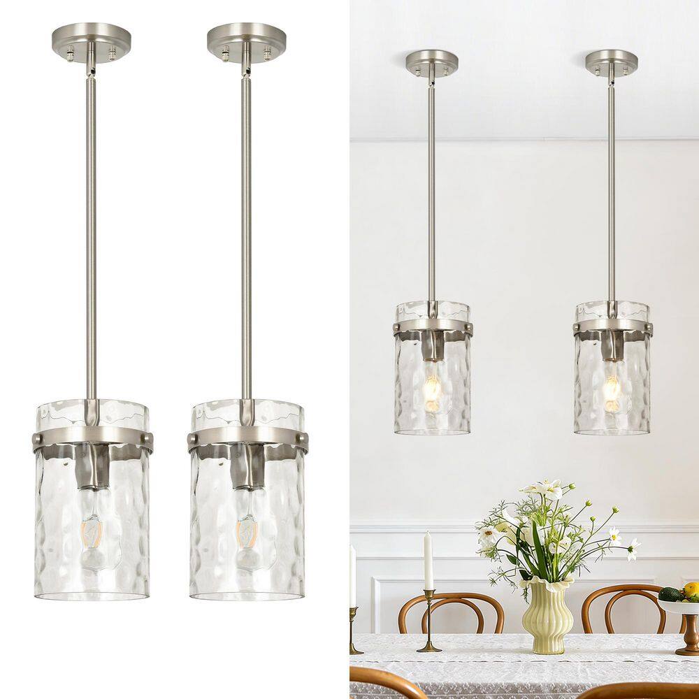 RayHome 2-Pack Brushed Nickel Pendant Light Modern Hammered Glass Shade Adjustable Height for Kitchen and Dining price history on PriceWatchPro