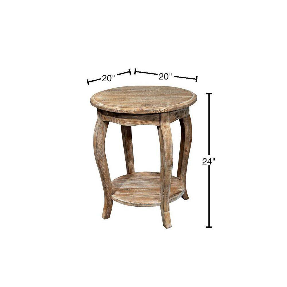 Rustic Reclaimed Wood Round End Table in Driftwood Brown