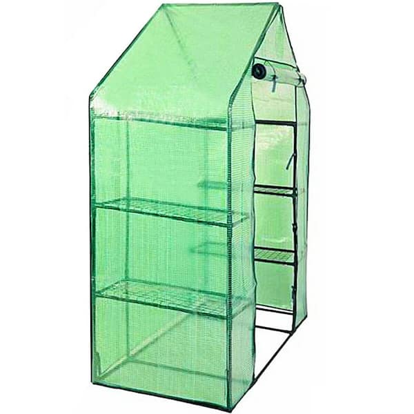 WELLFOR 56.5 in. W x 29 in. D x 77 in. H 4-Tier Portable Walk-in Greenhouse with 8-Shelves