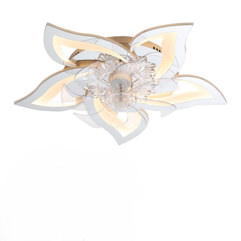 27 in. Indoor white Transparent Color Ceiling Fan with Lights Remote Contro