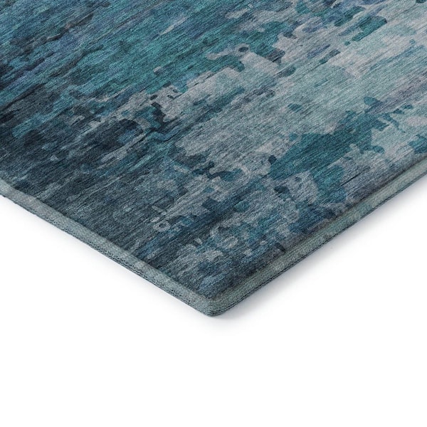 Mayfield Premium Machine Washable Abstract AMF2034 Blue 9 ft. x 12 ft. Area Rug