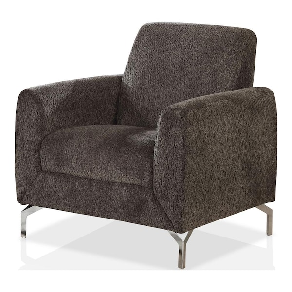 Furniture of America Louy Dark Gray Linen-Like Fabric Arm Chair