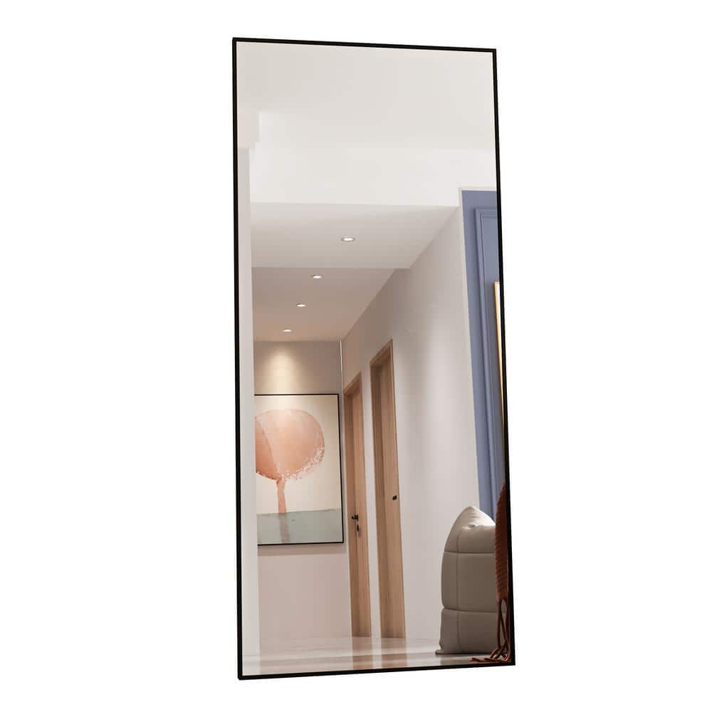 Black 32 in. W x 71 in. H Rectangle Metal Full Length Mirror