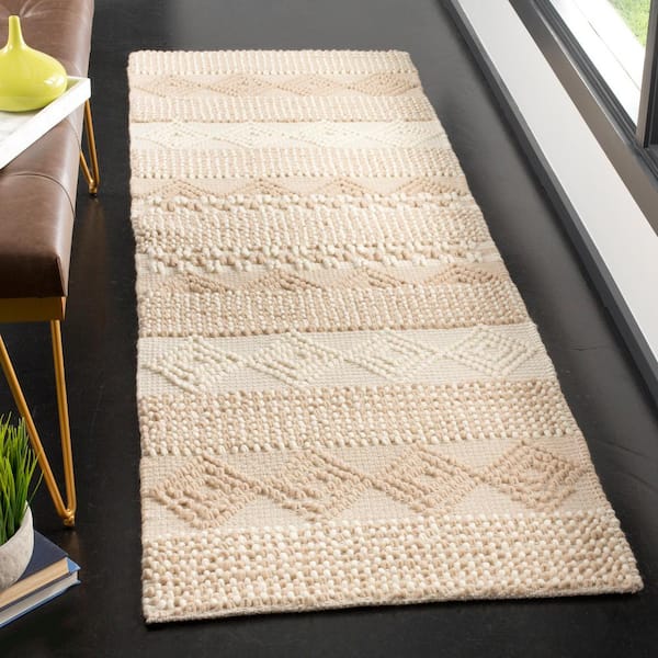 Natura Beige/Ivory 2 ft. x 6 ft. Geometric Runner Rug