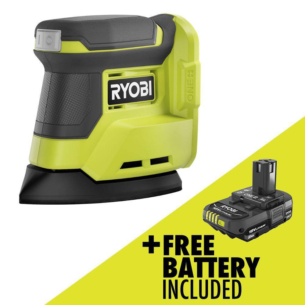 RYOBI ONE+ 18V Cordless Corner Cat Finish Sander with ONE+ 18V 2.0 Ah