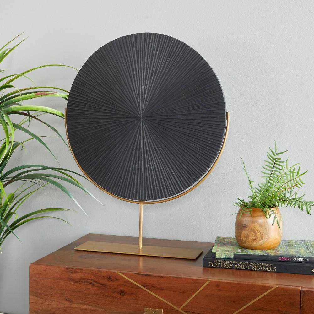 Contemporary Dark Metal Round Tabletop Sculpture