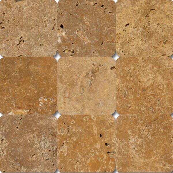 MSI Versailles Gold 4 in. x 4 in. Tumbled Travertine Floor and Wall Tile (1 sq. ft. / case)-DISCONTINUED