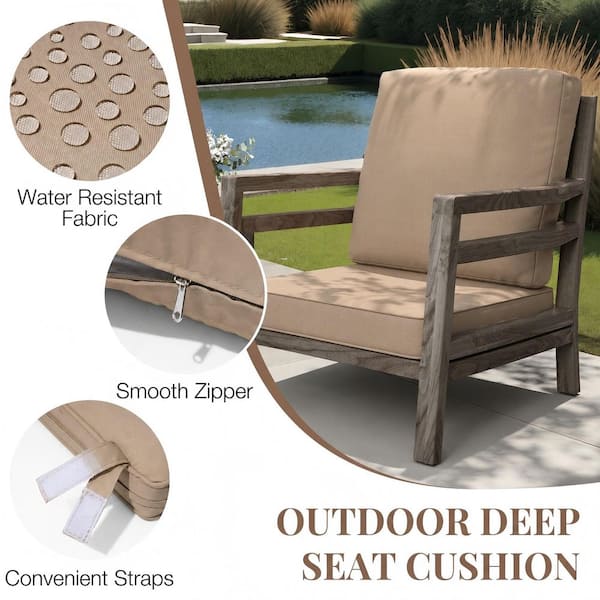 21 in. x 22 in. x 3.5 in. Outdoor Couch Cushion Set in Beige 30D Sponge 2-Pieces Patio Sofa Cushion with Zipper and Ties