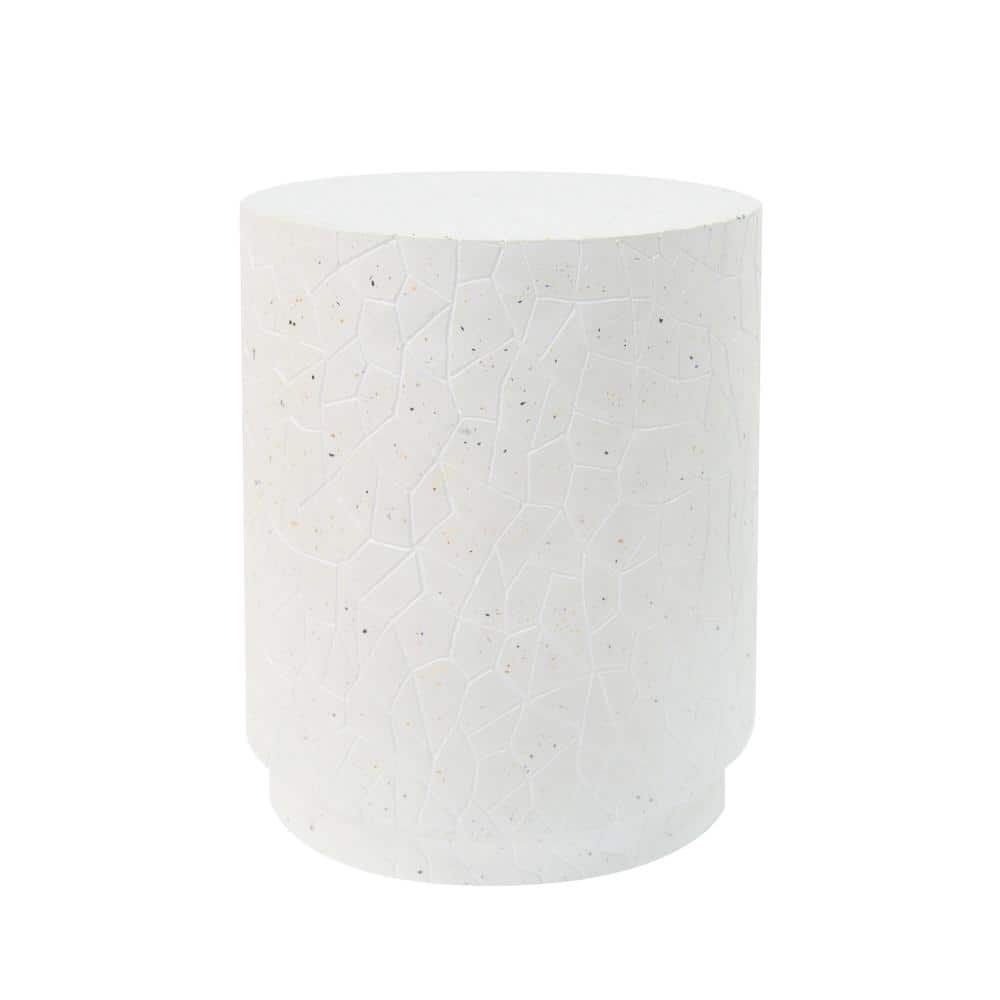 White Terrazzo Concrete Cylindrical Outdoor Side Table