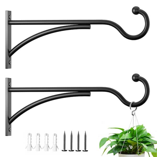 11 Inch Heavy Duty Metal Wall Mount Hooks 2 Pack – 30 lbs Rustproof for Baskets and Feeders