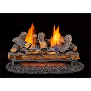 Split Red Oak 24 in. Vent-Free Gas Fireplace Logs With Thermostat