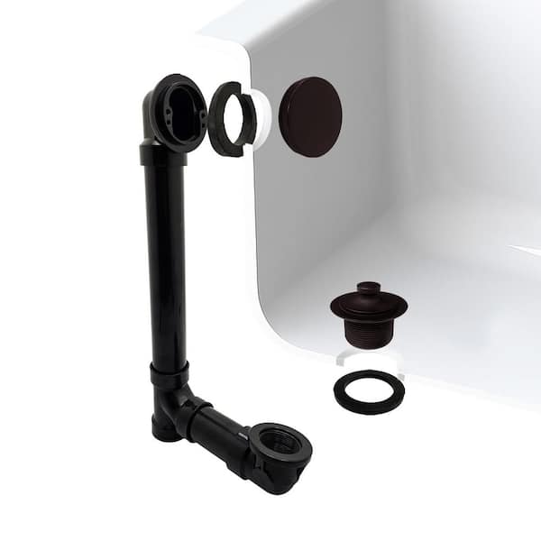 Unbranded Illusionary Overflow, 12 in. x 4 in. Sch. 40 ABS Bath Waste Overflow with Lift and Turn Bath Drain in Oil Rubbed Bronze