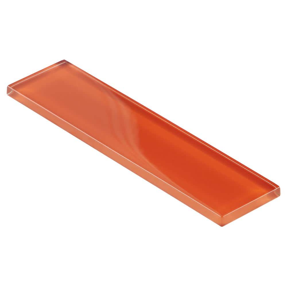 Lucid 2" x 8" Orange Glass Subway Wall Tile