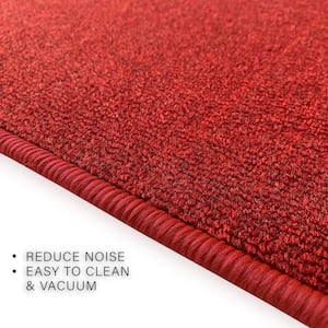 Solid Red Color 31 in. Width x Your Choice Length Custom Size Roll Runner Rug/Stair Runner