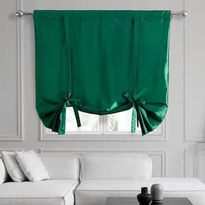 Emerald Green Faux Silk Taffeta Room Darkening Rod Pocket Tie-Up Window Shade 46 in. W x 63 in. L (1 Panel)