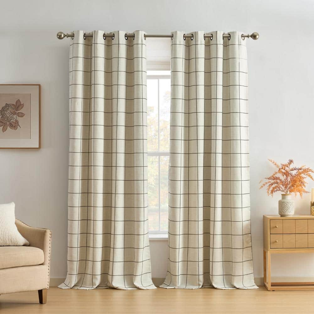 Threadmade Brighton Grommet Window Curtain Panel, Black - 52"W x 95"L