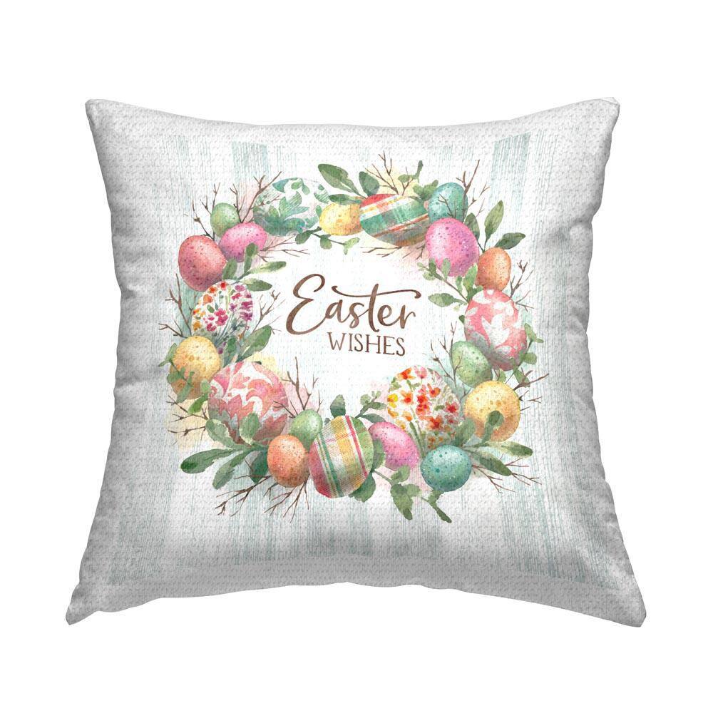 Easter Wishes Wreath Outdoor Printed Throw Pillow by Courtney Morgenstern price history on PriceWatchPro
