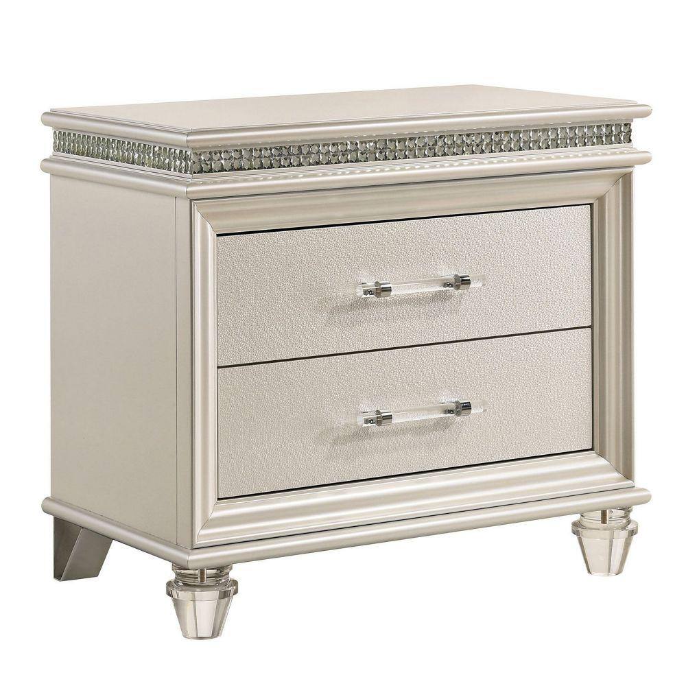 Benjara Silver 2-Drawer 17.38 in. Wooden Nightstand BM233784 - The Home ...