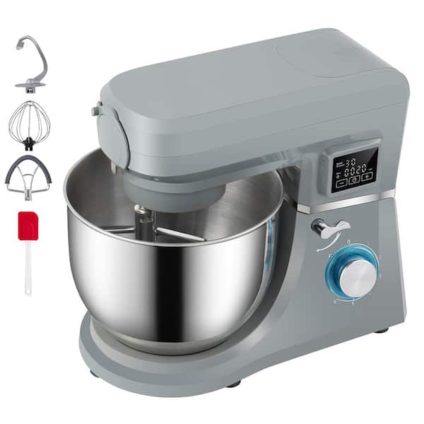 5-in-1 Stand Mixer, 660 W Tilt-Head Multifunction Electric Mixer with 6-Speed LCD Timer, 7.4 qt. Stainless Steel Bowl