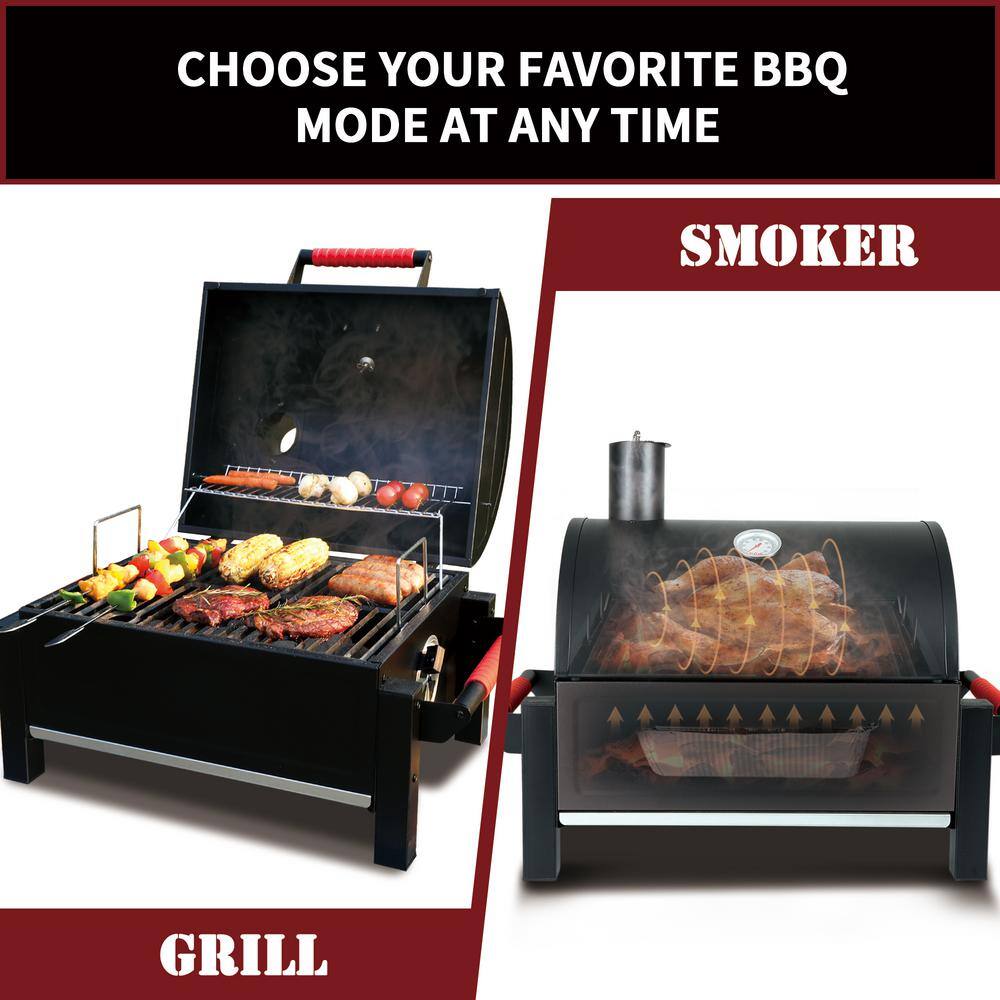 Feasto 26.8'' Black Portable Charcoal Grill with Cast Iron Grate