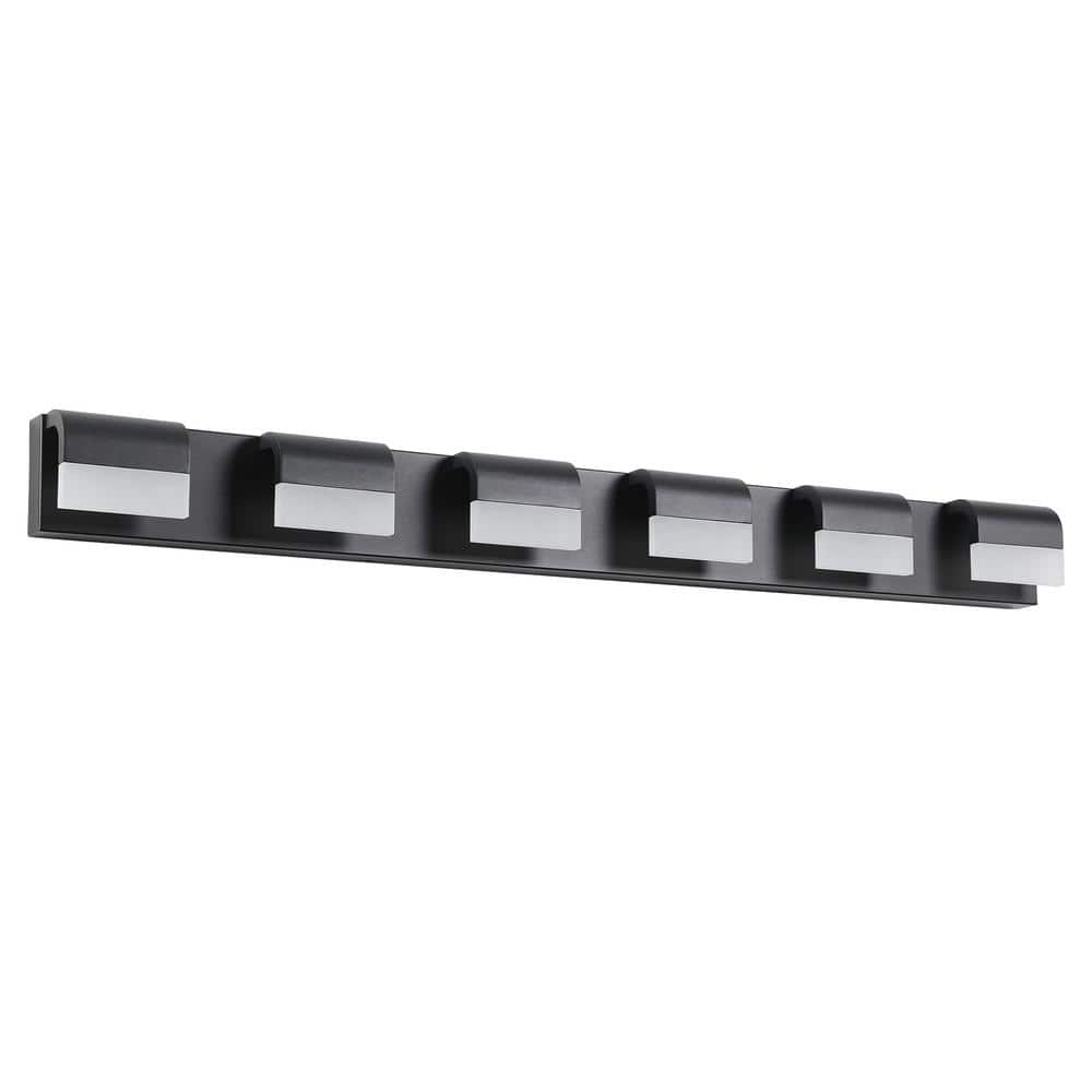 46 in. 7 Light Black LED Vanity Light Bar Energy-Efficient Bathroom Wall Sc