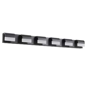 46 in. 7 Light Black LED Vanity Light Bar Energy-Efficient Bathroom Wall Sconce with Acrylic Light Shades