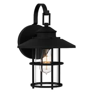 Lombard 1-Light Matte Black Hardwired Outdoor Wall Lantern Sconce