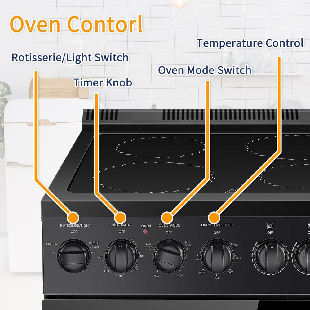Lanbo 24" Black Freestanding Electric Range with Convection and Warming Drawer