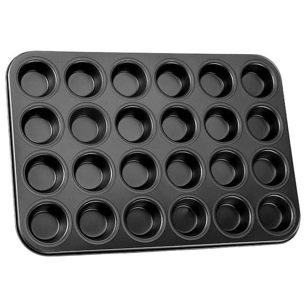 24-Piece Carbon Steel Nonstick Mini Muffin Pan Set Warp-Resistant Even Heating Cupcake Bakeware