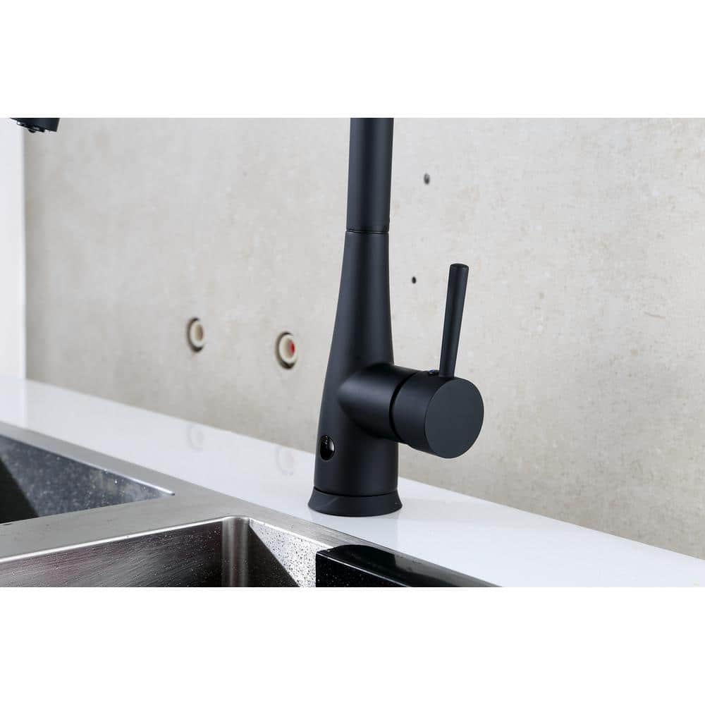 Matte Black Stainless Steel Touchless Pull Down Kitchen Faucet