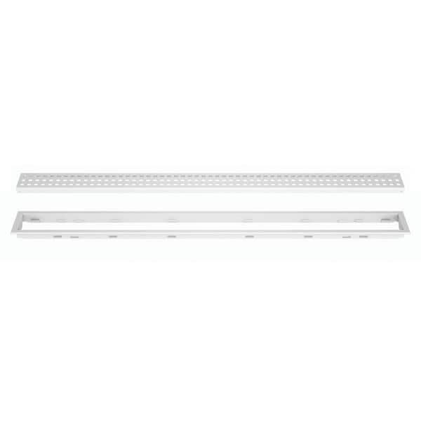 Kerdi-Line Matte White 27-9/16 in. Square Linear Drain Grate Assembly Floor Installation Kit for Accessory