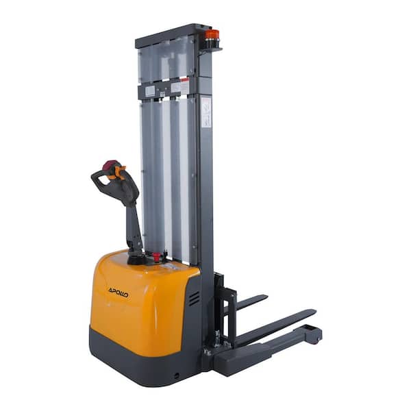 130 in. High Lifting Full Electric Pallet Stacker 3300 lbs. 24-Volt/100AH GEL Battery Powered Straddle Stacker