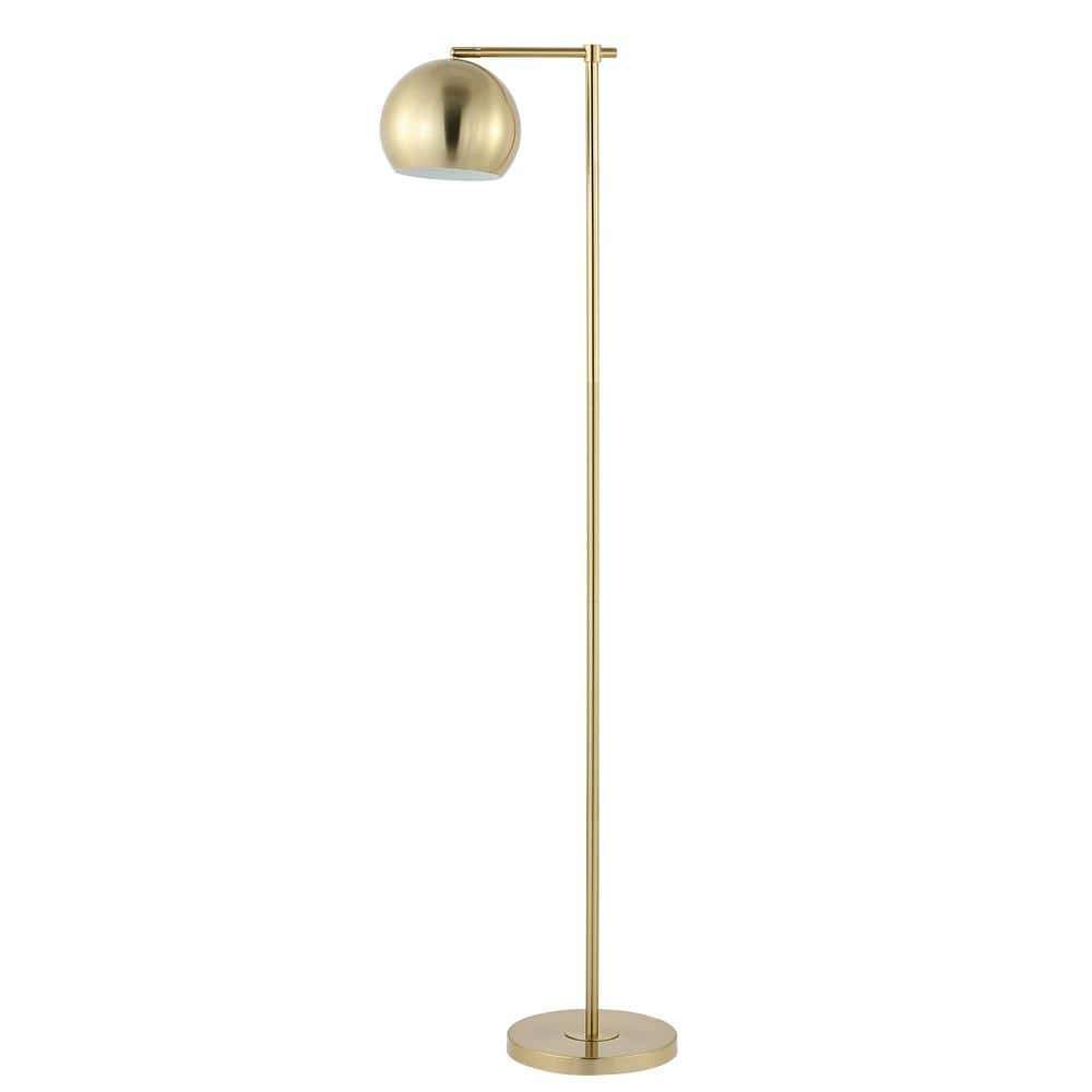 Eva 58.5" Satin Gold Metal Arc Floor Lamp with Dimmable LED