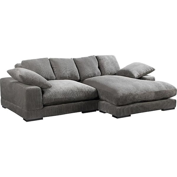 Monland 106 in. Wide Square Arm Polyester Fabric L-Shaped Sofa Oversized Deep-Seated 2-Pieces Sectional Couches in Light Grey