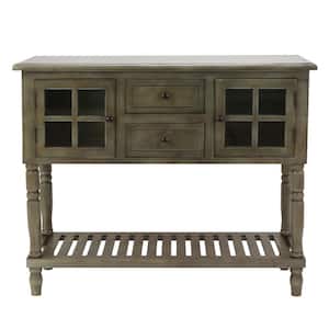 Morgan Two-Door Wood Console Table with Shelf, Antique Gray Finish