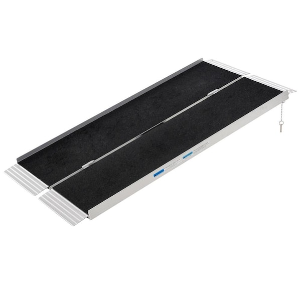 HOMCOM 5 ft. Portable Wheelchair Ramp Aluminum Threshold Mobility Single-Fold for Scooter with Carrying Handle