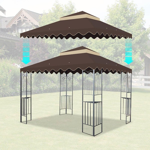 Brown 10 x 10 ft. Outdoor Patio Gazebo Replacement Canopy, Water