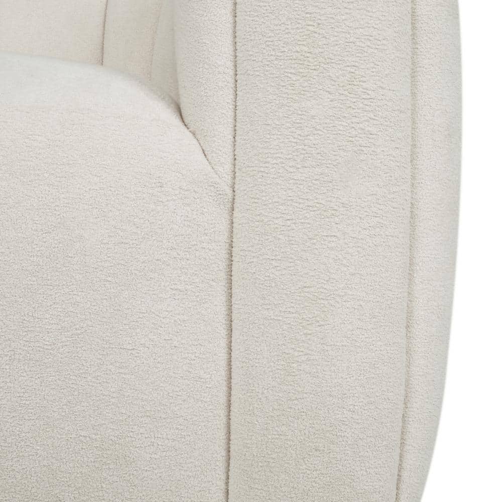 Cream Velvet Swivel Club Chair with Round Arms