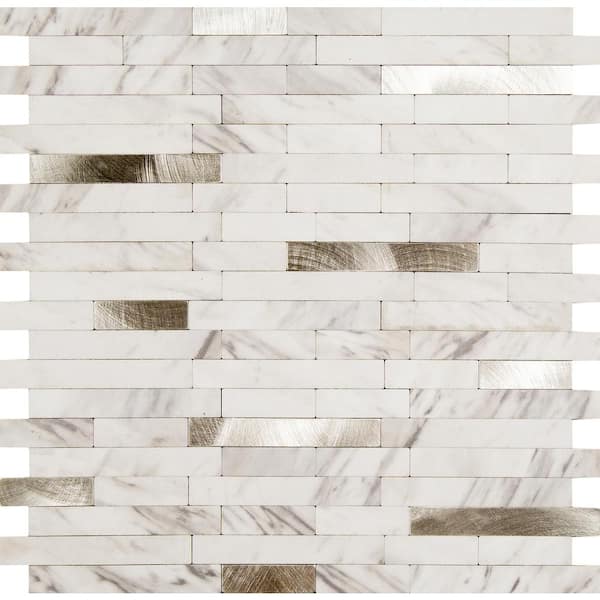 MURELLA Metal Carrera 11.50 in. x 11.70 in. Metal Peel and Stick Tile (0.9 sq. ft./pack)