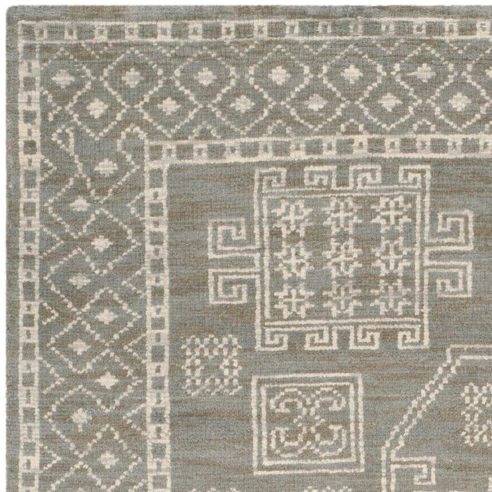 Kenya Gray Hand-Knotted Wool Square Area Rug