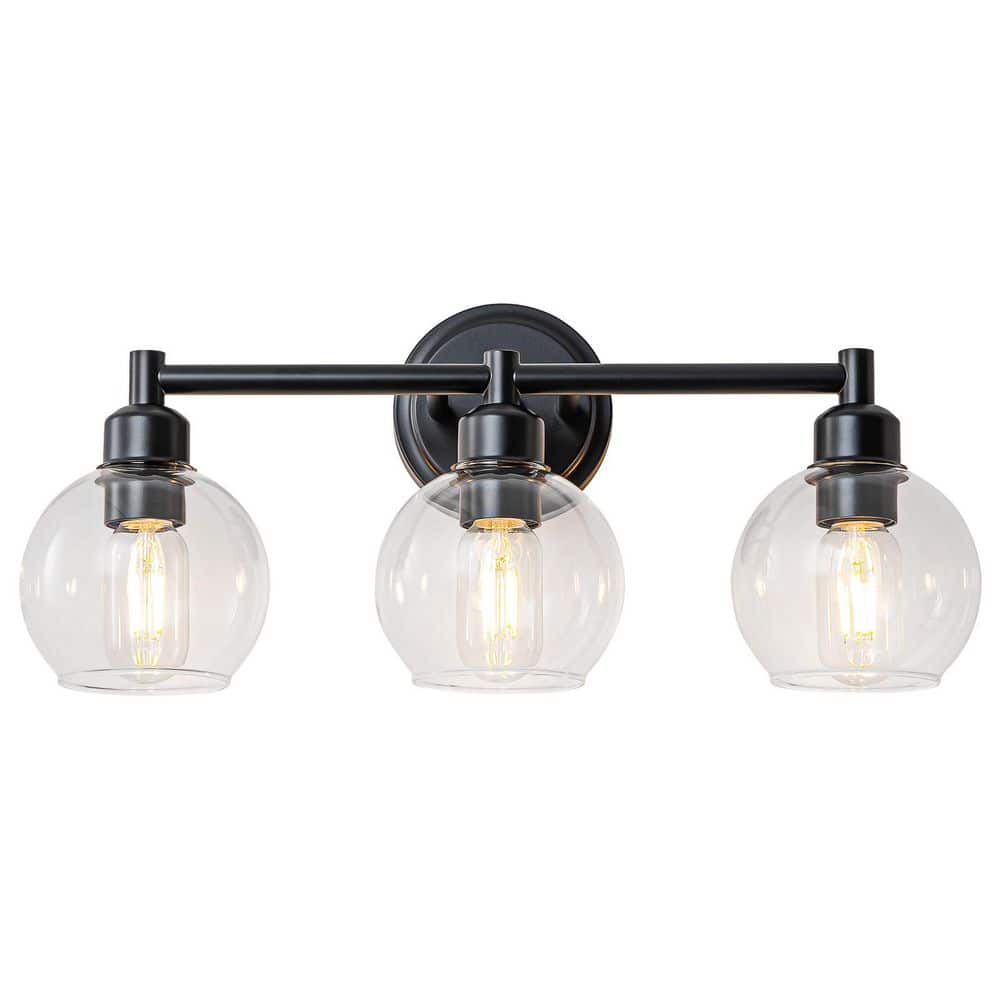 18.9 in. 3-Light Black Modern/Contemporary Vanity Light with Globe Glass Shades price history on PriceWatchPro