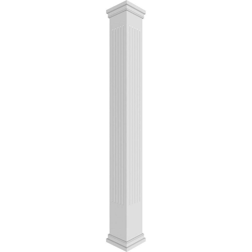 9-5/8 in. x 10 ft. Premium Square Non-Tapered, Fluted PVC Column Wrap Kit, Prairie Capital and Base
