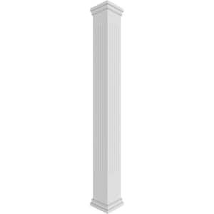 11-5/8 in. x 8 ft. Premium Square Non-Tapered Fluted PVC Column Wrap Kit Prairie Capital and Base