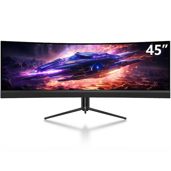 45 Inch Ultrawide Curved Gaming Monitor, USB Type C, DP, HDMI Ports, HDR400, 5120x1440P Resolution, 120Hz, Black
