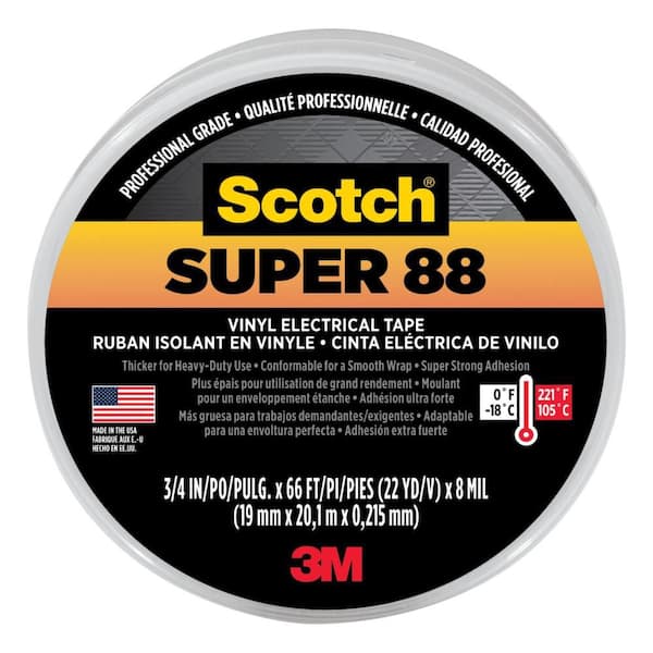 Scotch 3/4 in. x 66 ft. x 0.008 in. Super 88 Vinyl Electrical Tape, Black