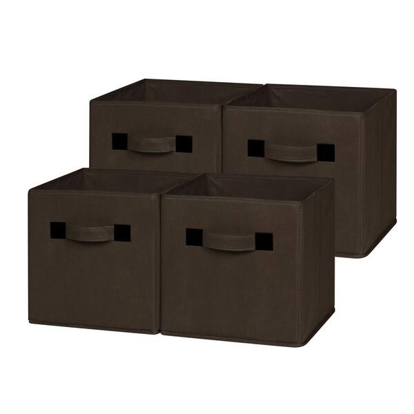 OneSpace 10.5 in. x 11 in. Chocolate Foldable Cloth Storage Cube (4-Pack)